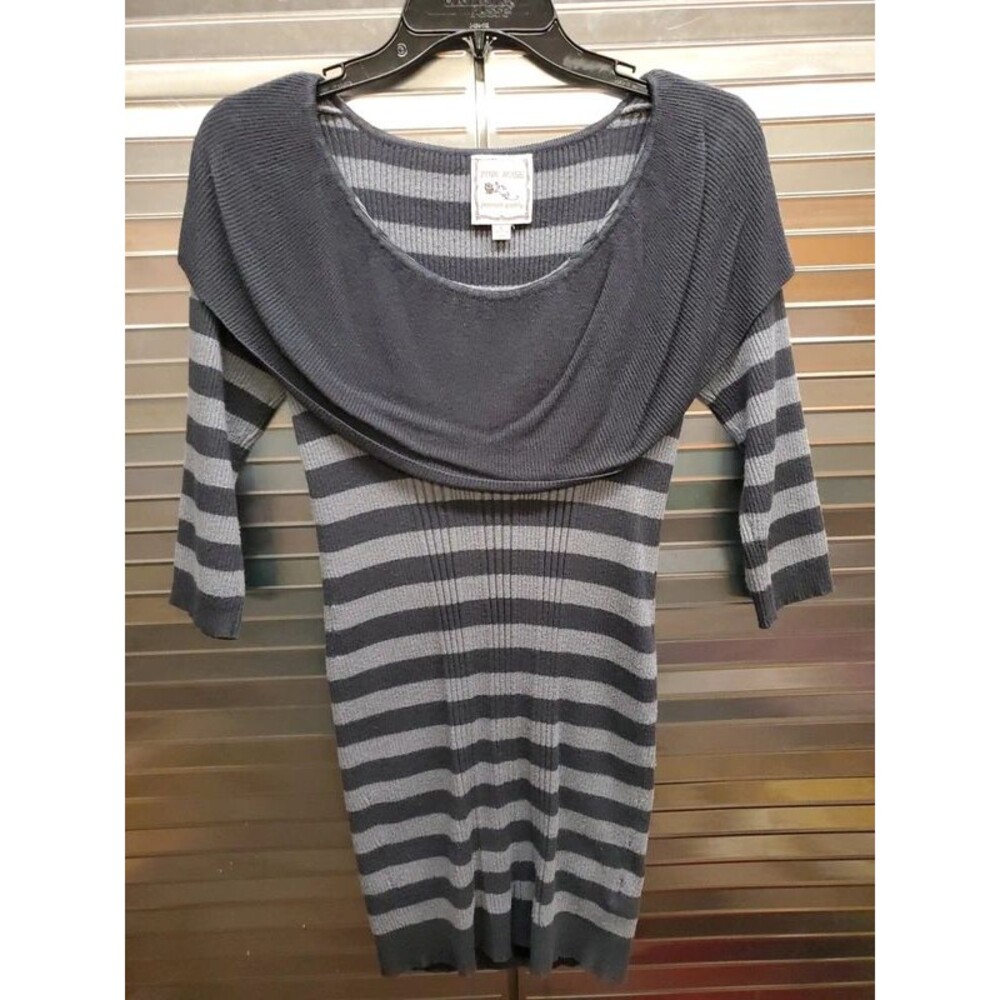 Pink Rose Striped Sweater Dress